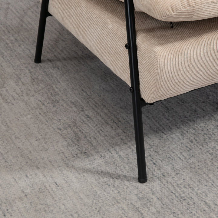 Polstret lænestol med fodskammel, lænestol med hvilefunktion, polstret lænestol, hynde, tv-lænestol, 68 x 91,5 x 88 cm, beige