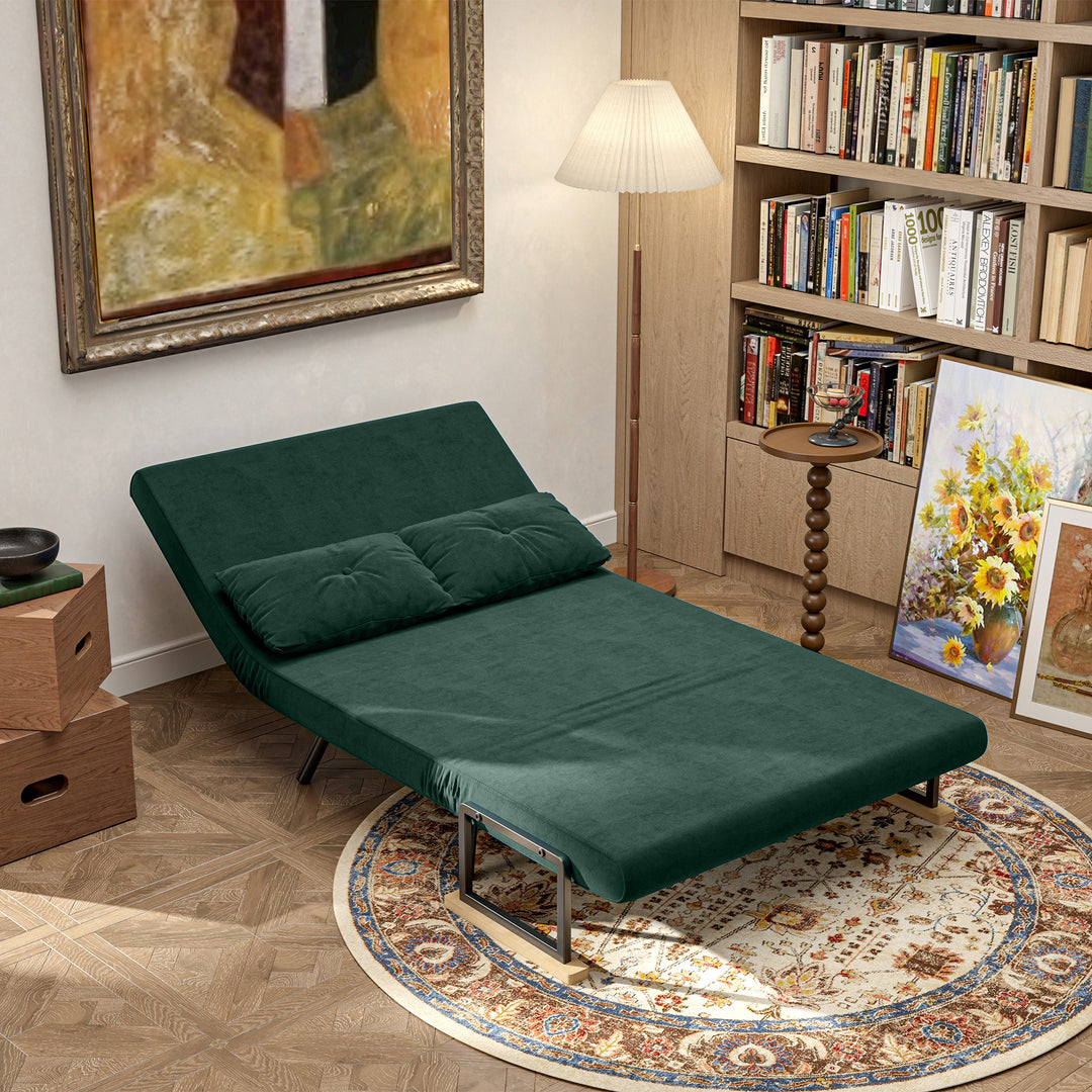 Sovesofa 2-personers sofa fløjlsofa, sovefunktion, inkl. 2 hynder, fløjlslook, naturlig + grøn