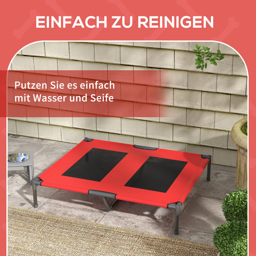 Hundeseng, hundeseng, robust, hævet og vejrbestandig, op til 50 kg, 92x76x18cm, rød
