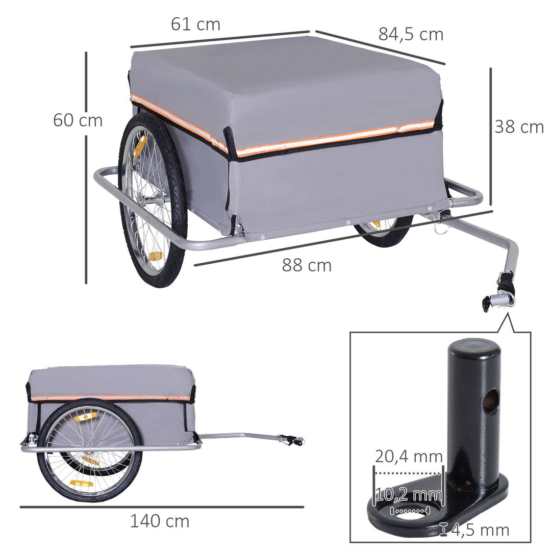 Sammenklappelig cykeltrailer, lasttrailer med kobling, transporttrailer med en lasteevne på op til 40 kg, transporttrailer til cykler og trækvogne, 140 x 88 x 60 cm
