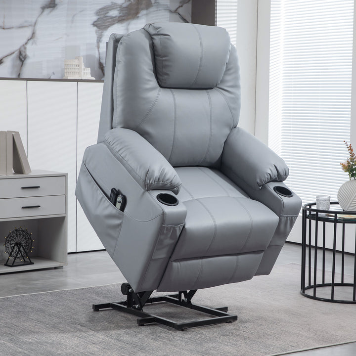 Massagestol stand-up aid seniorstol, 8 massagetilstande, lænelæn, 88 cm x 99 cm x 106 cm, grå