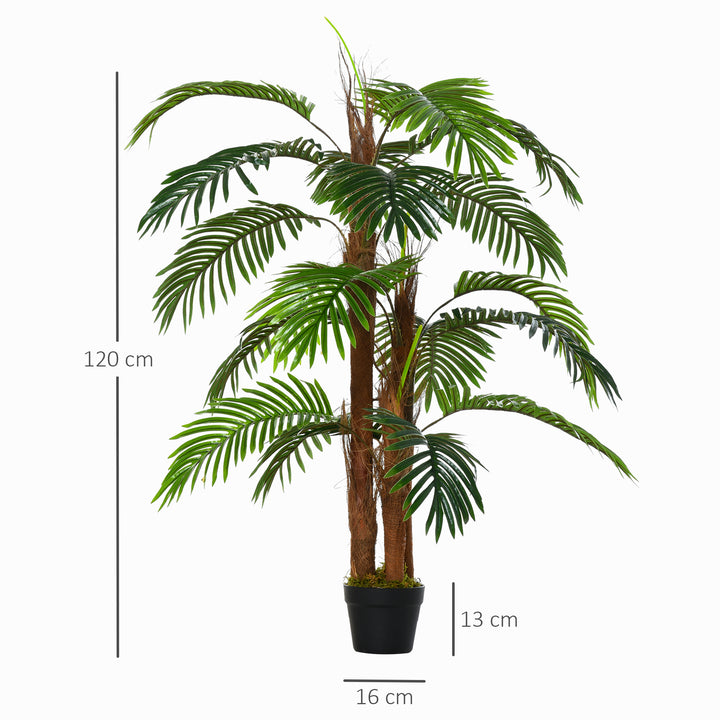 Kunstige planter 120 cm kunstig palme, kunstig palme, kunstigt træ, kunstige planter i potter, stueplante, dekorativ plante, kontorplante, plastikpotte til indendørs og udendørs brug