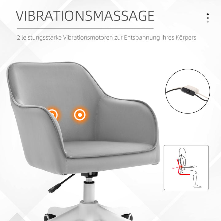 Massagebordstol 78-86 cm højdejusterbar kontorstol drejestol computerstol med usb trin arbejdsstol med vibrationsfunktion lændepude massagefunktion grå
