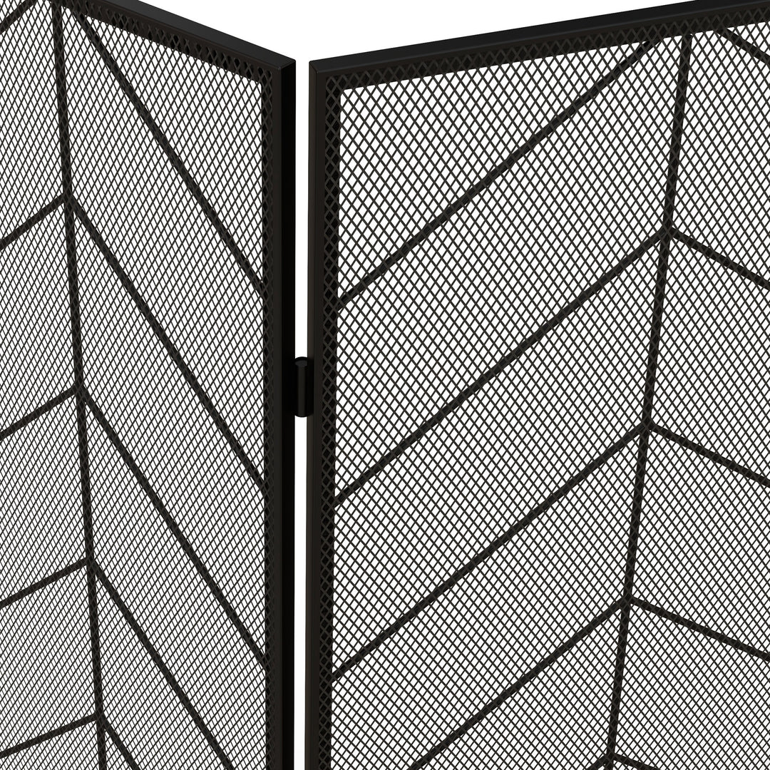 Gnistbeskyttelse til pejse, elegant gnistfanger, foldbar, belagt, sort, 135 x 85 cm