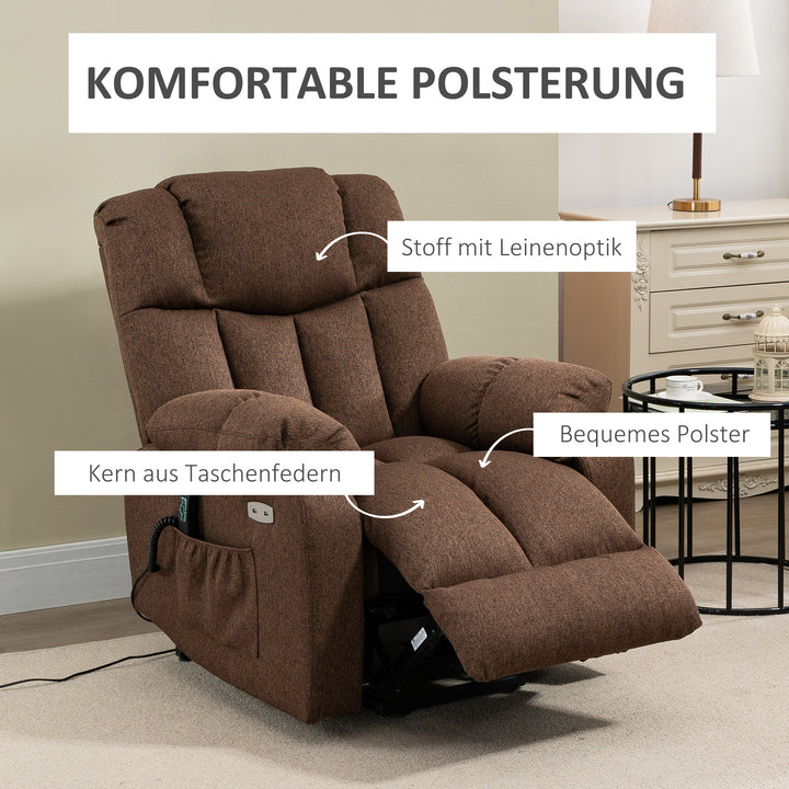 Lænestol med fjernbetjening, 92 x 95 x 107 cm, brun
