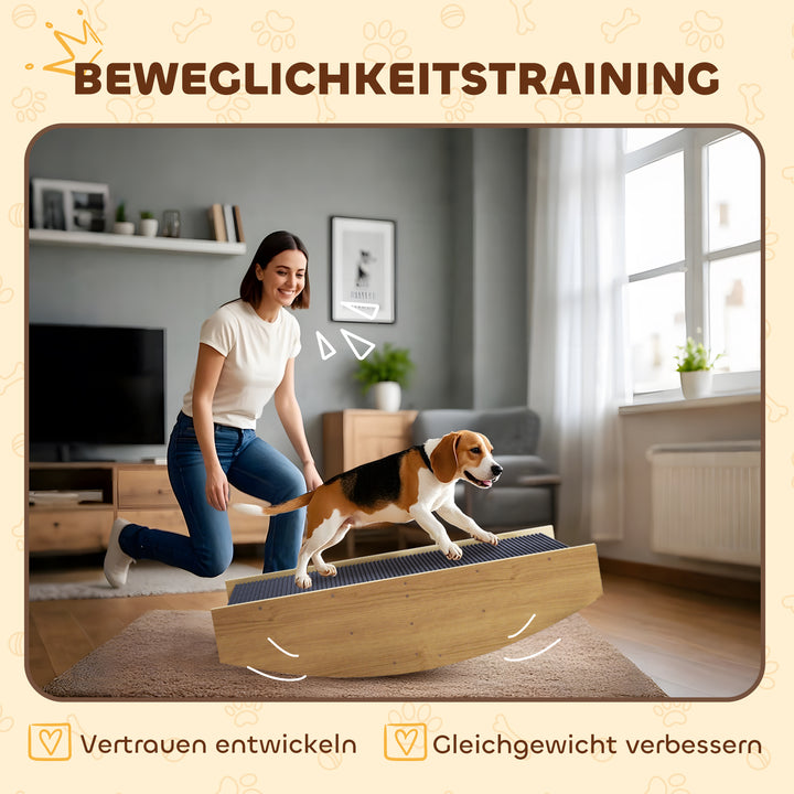 Agility hundegynge, 2-i-1 vippe og trappe, skridsikker, grantræ, 80 x 39,5 cm