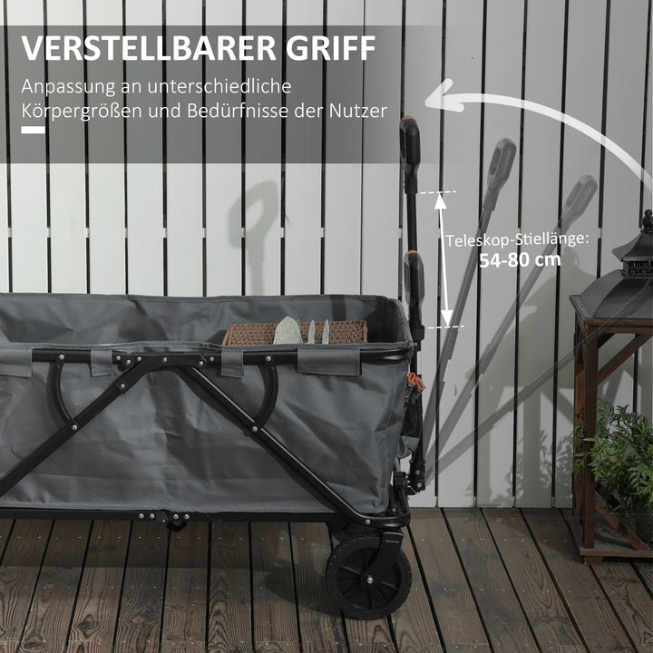 Havevogn 120 kg lasteevne, foldbar transportvogn med aftagelig presenning 160 liter mørkegrå