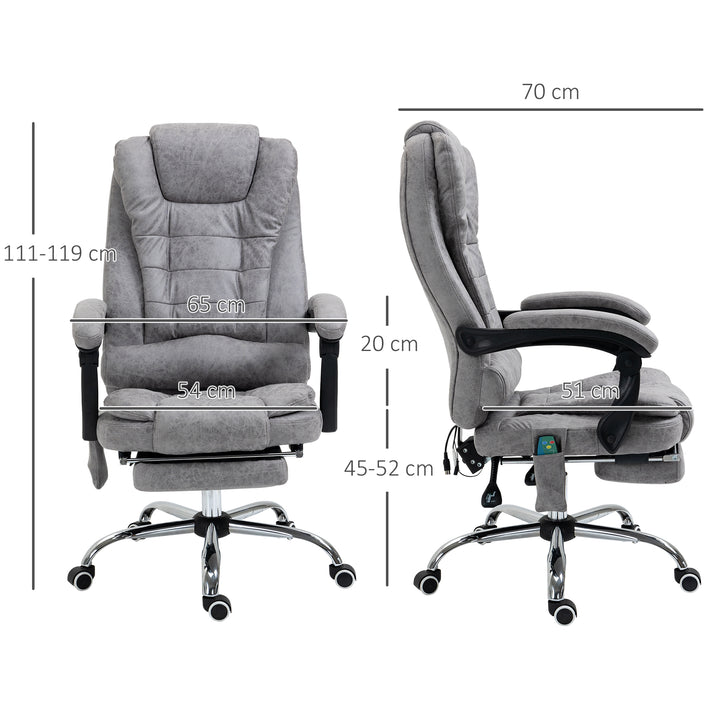 Kontorstol med massagefunktion, ergonomisk skrivebordsstol med lænefunktion og varmefunktion, fjernbetjening, grå