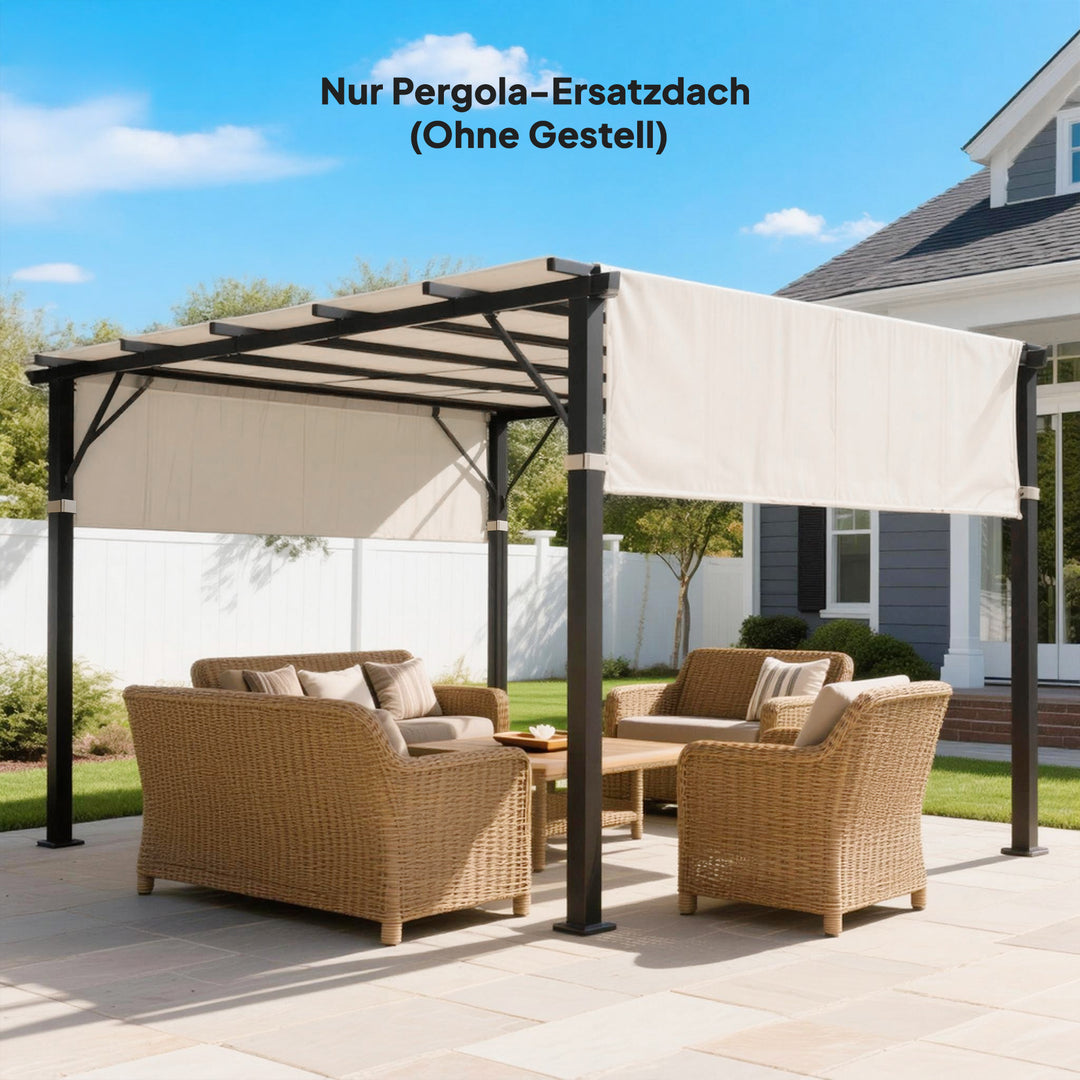 Udskiftningstag til pergola med UV-beskyttelse, solskærm til terrassetag til 3 x 3 m pavillon, cremehvid