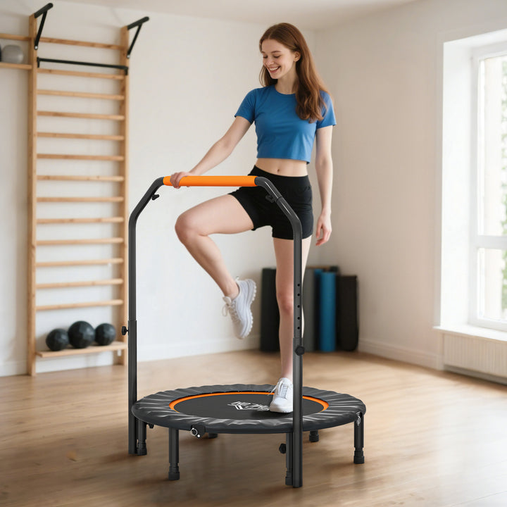 Fitnesstrampolin, foldbar, justerbart håndtag, Ø102 x 123H cm, op til 150 kg, sort