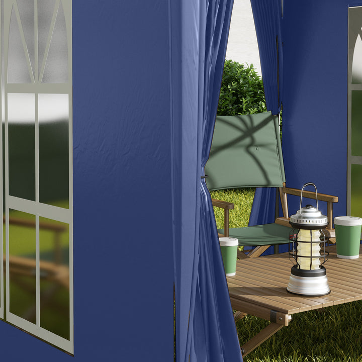 Pop-up-pavillon, øltelt, 4 aftagelige sidevægge, 2 vinduer, metalramme, 2 x 2m, blå