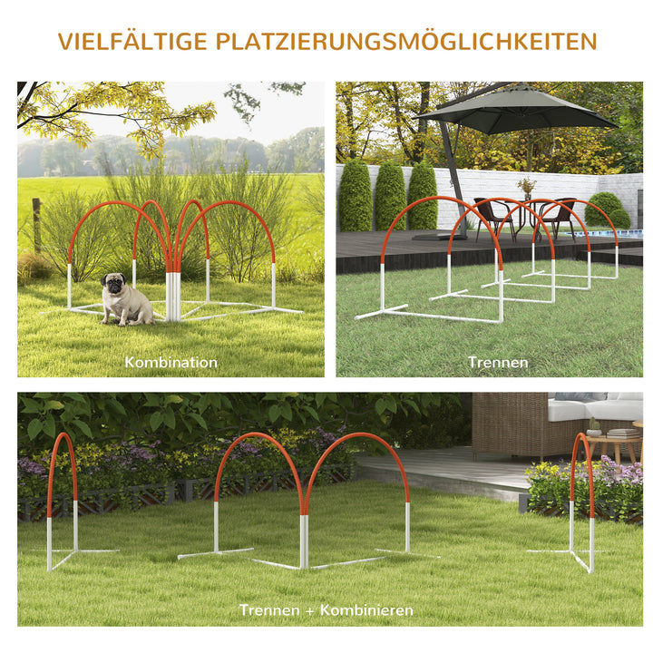 Agilitysæt til hunde, 4 dele, inklusive bæretaske, plastik, 89x69x99 cm, hvid+orange