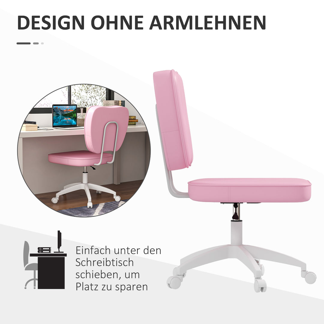 Kontorstol uden armlæn, højdejusterbar, drejelig, op til 120 kg, kunstlæder, pink