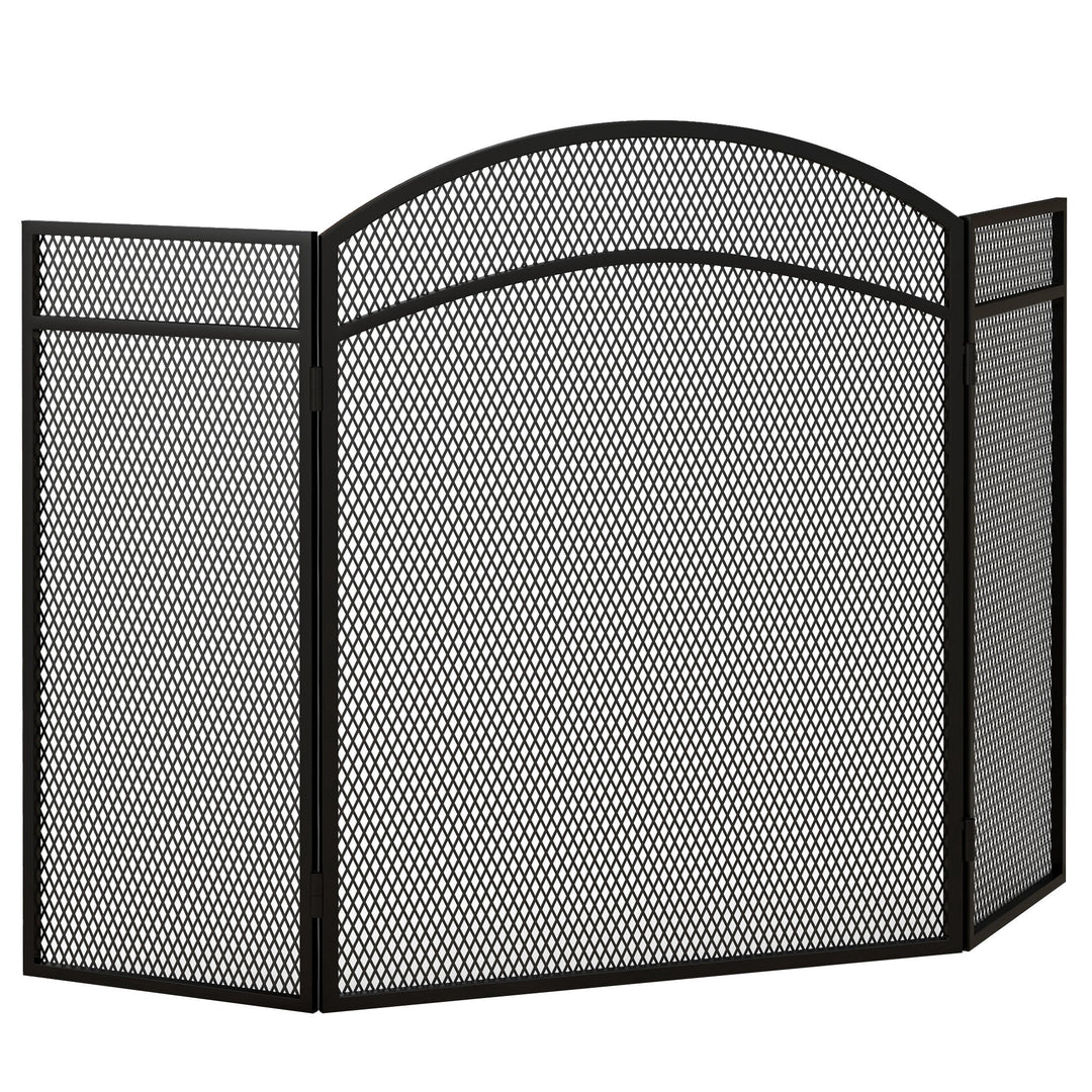 Gnistbeskyttelse til pejse, elegant gnistfanger, foldbar, belagt, sort, 96 x 60 cm