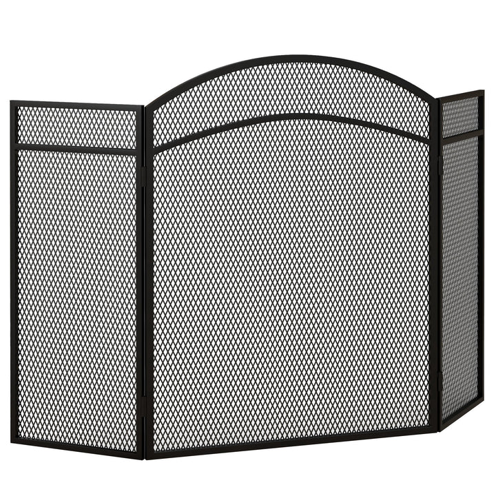 Gnistbeskyttelse til pejse, elegant gnistfanger, foldbar, belagt, sort, 96 x 60 cm