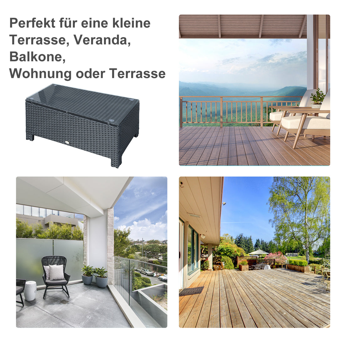 Havesidebord, sofabord, havebord, balkonbord, polyrattan, sort, 85 x 50 x 39 cm