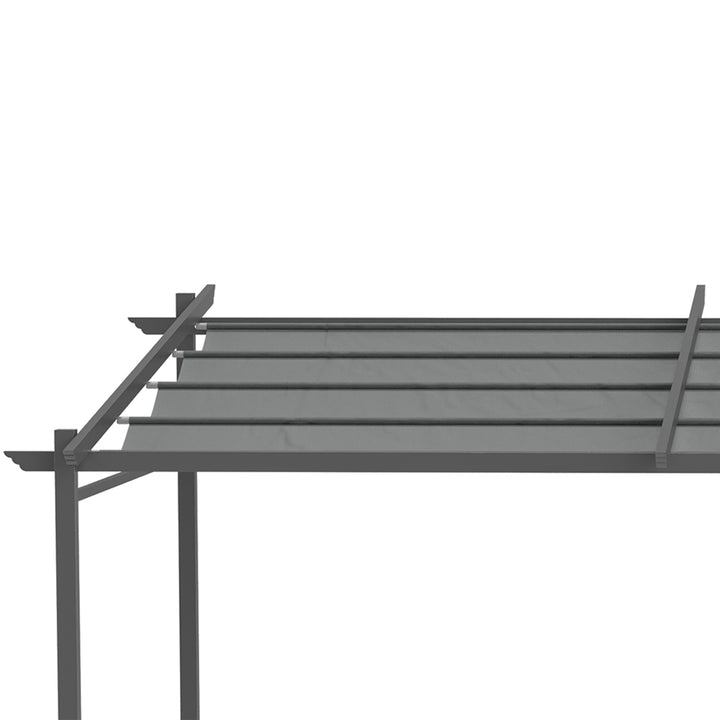 Pergola, inklusive monteringsbeslag, udtrækkeligt tag, 3,97 m x 2,95 m x 2,3 m, mørkegrå