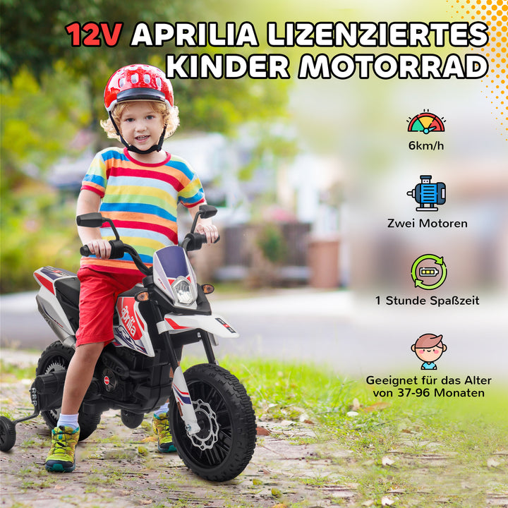12V børnemotorcykel med støttehjul, led-lys, musik, usb, elmotorcykel til drenge og piger, hvid