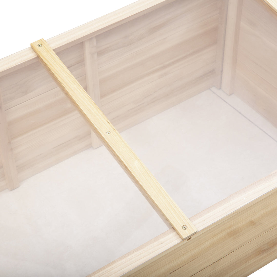 Drivhus i træ med kold ramme, kold rammekasse, drivhus til have og plantesystem til havebalkon, 100 x 50 x 35 cm, naturlig, fyrretræ, pc-plade