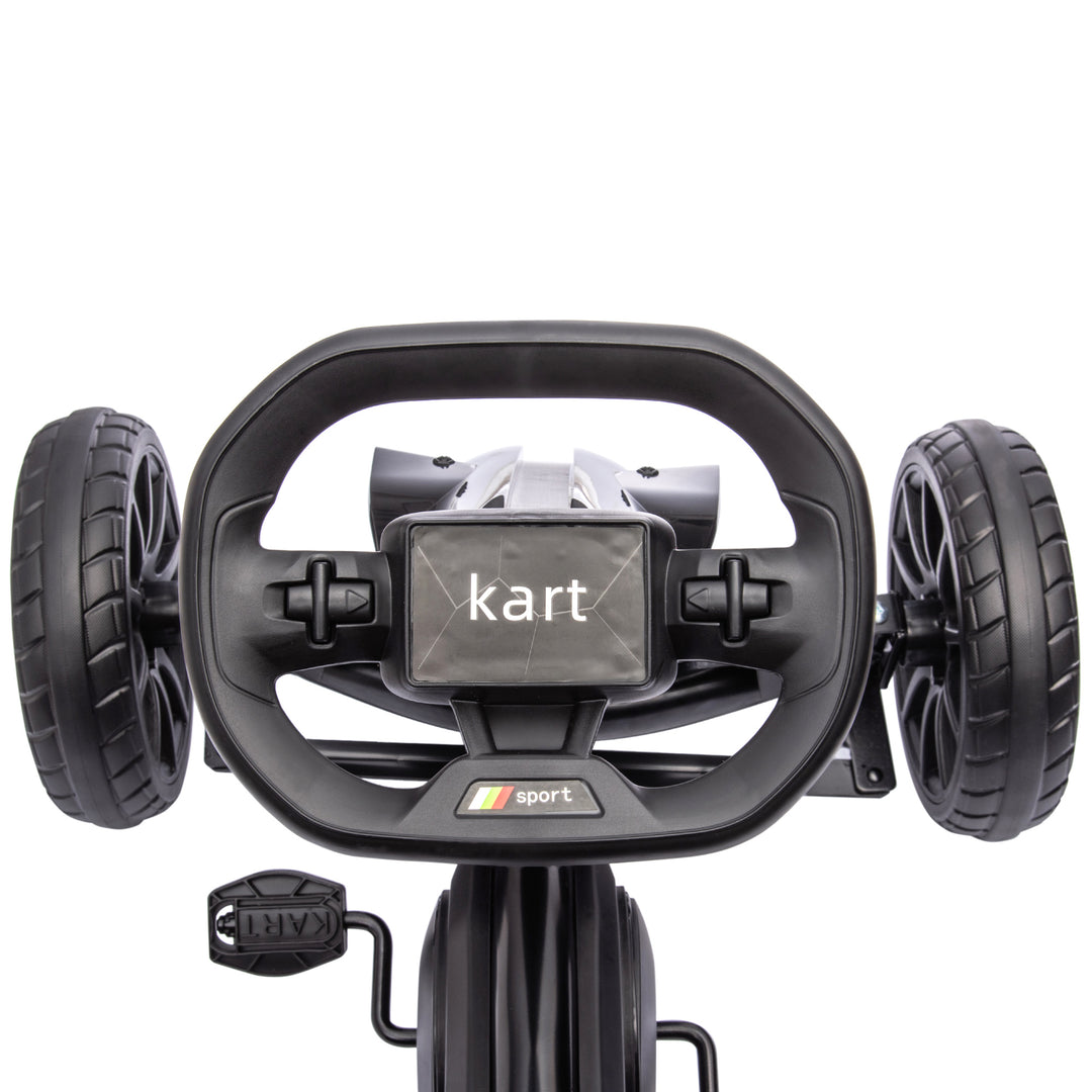 Gokart, børnekøretøj med justerbart sæde, pedalbil, pedalbil med håndbremse, 3-8 år, udendørs, sort