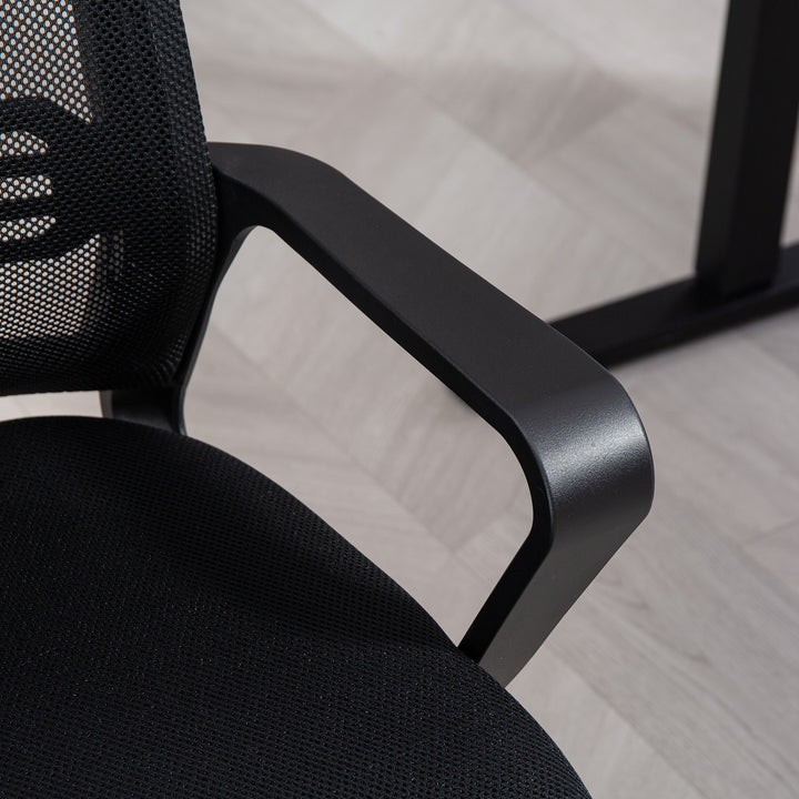 Ergonomisk stol, netstof, skum, metalben, medebase, sort
