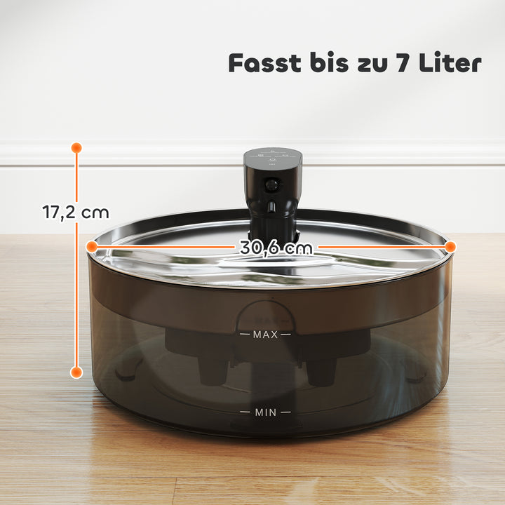 Kattefontæne 7l drikkefontæne til katte med stille pumpe led aktivt kulfilter rustfrit stål 30,6 x 30,6 x 17,2 cm