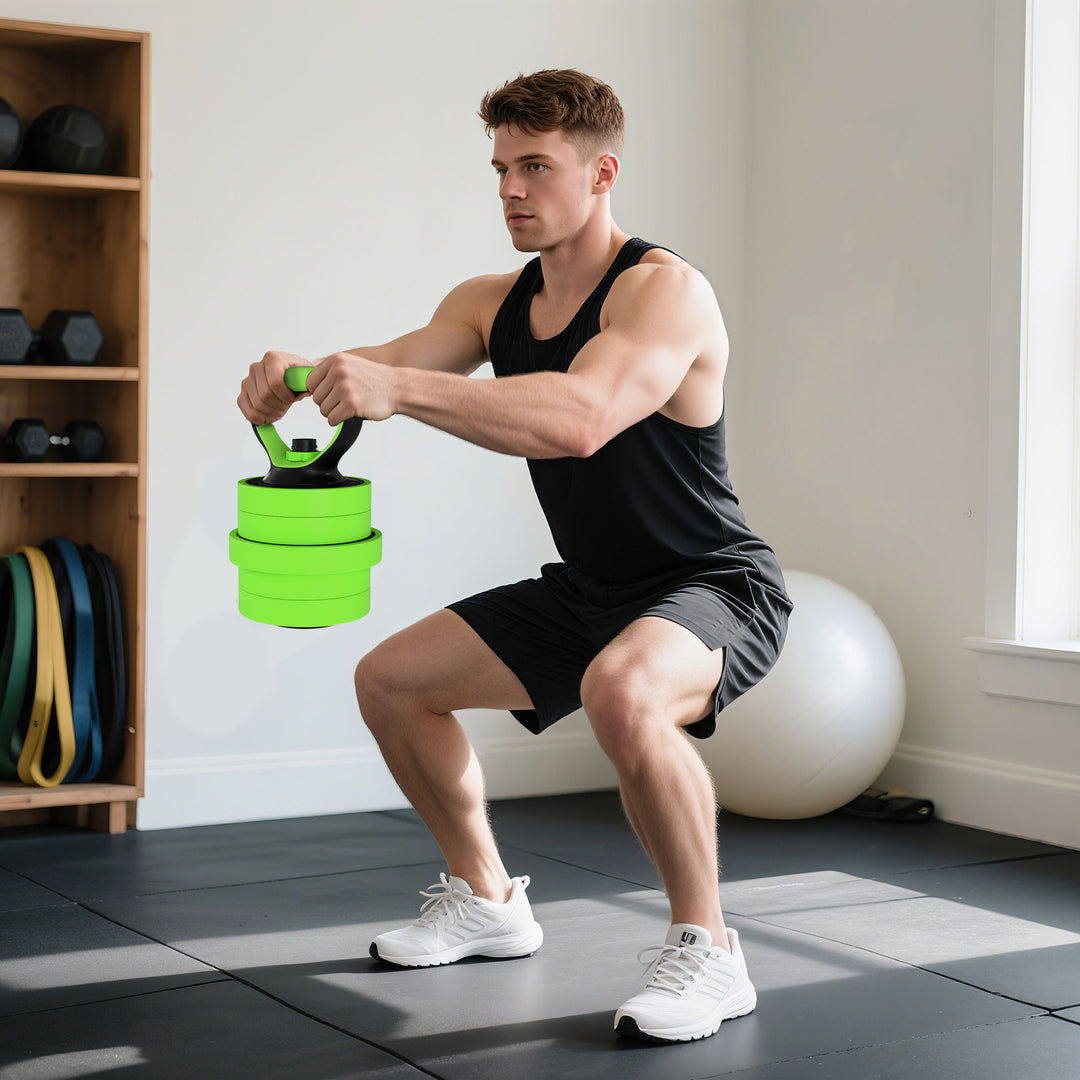 4 i 1 håndvægtsæt 20 kg justerbare håndvægte og vægtstang kettlebell push-up håndtag grøn