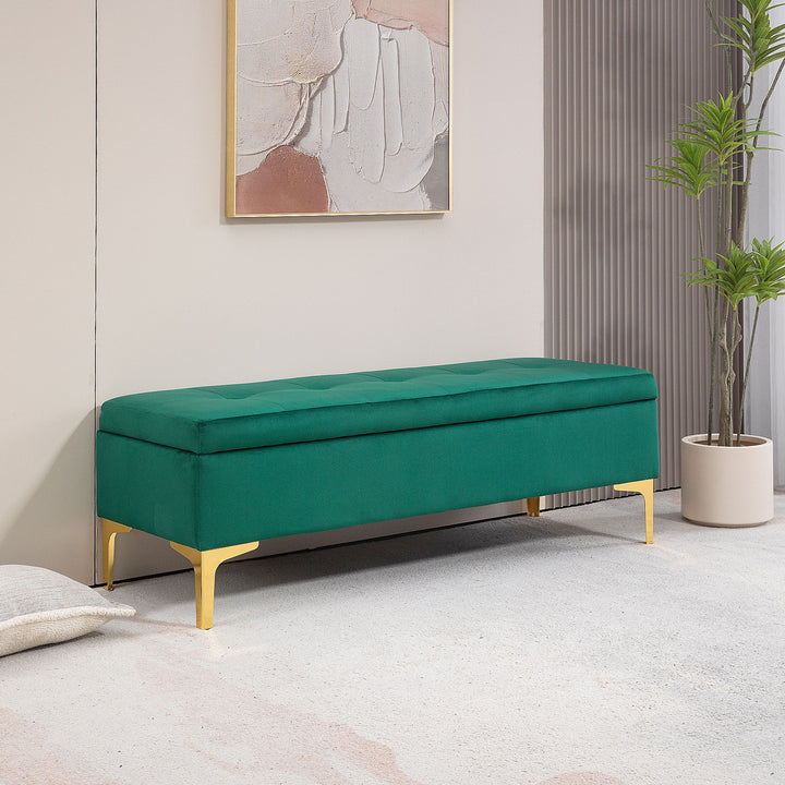 Bænk med opbevaringsplads, lasteevne op til 120 kg, 120 x 44 x 44,5 cm, grøn