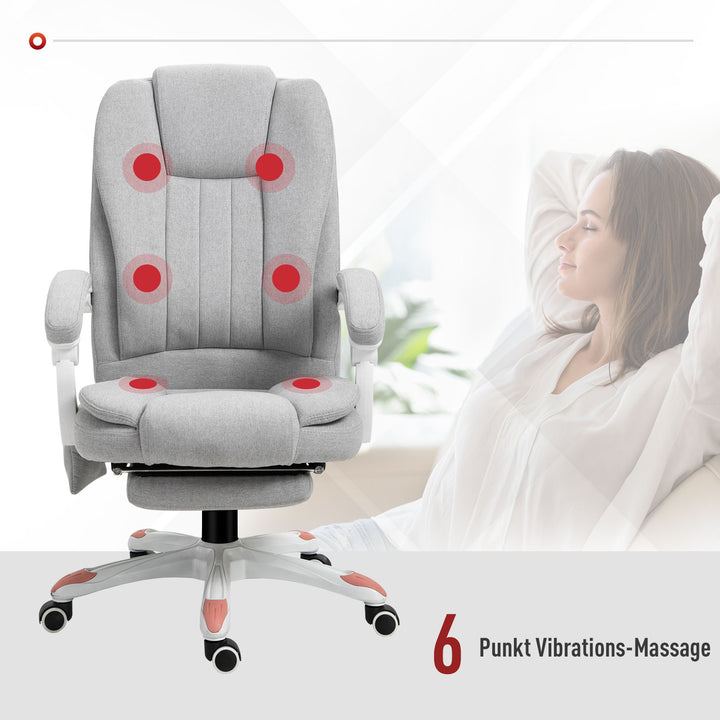 Massagestol, kontorstol, gamingstol, polyester, skum, nylon, grå, 66 x 63 x 107-115 cm