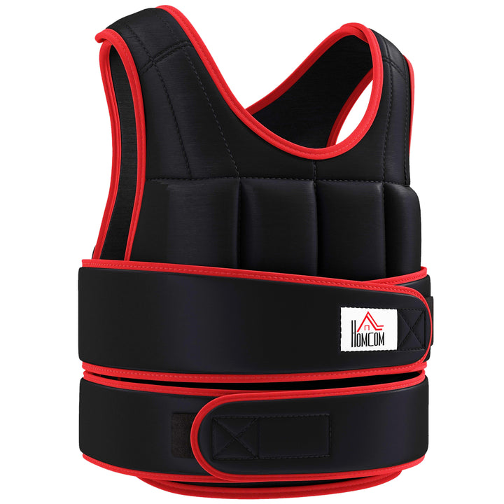 20 Kg træningsvest vægtvest med dobbelte stropper justerbar styrketræning fitness oxford metal sand sort+rød 60 x 50 cm