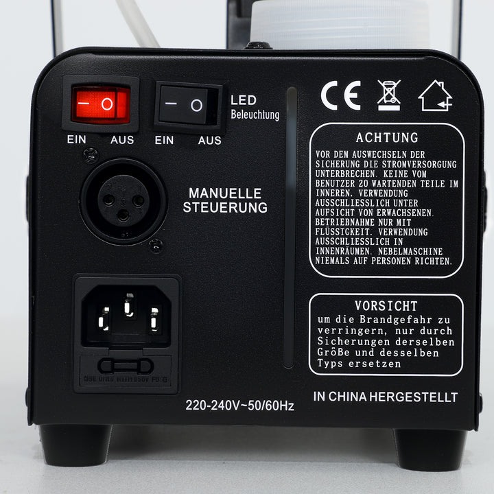 Tågemaskine, fjernbetjeninger, lyseffekter, ophængbar, sort