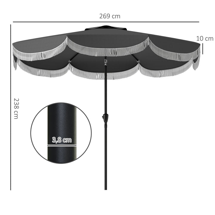 Parasol ø269 cm, uv-beskyttelsesparasol ottekantet balkonparasol solbeskyttelse til haven, mørkegrå
