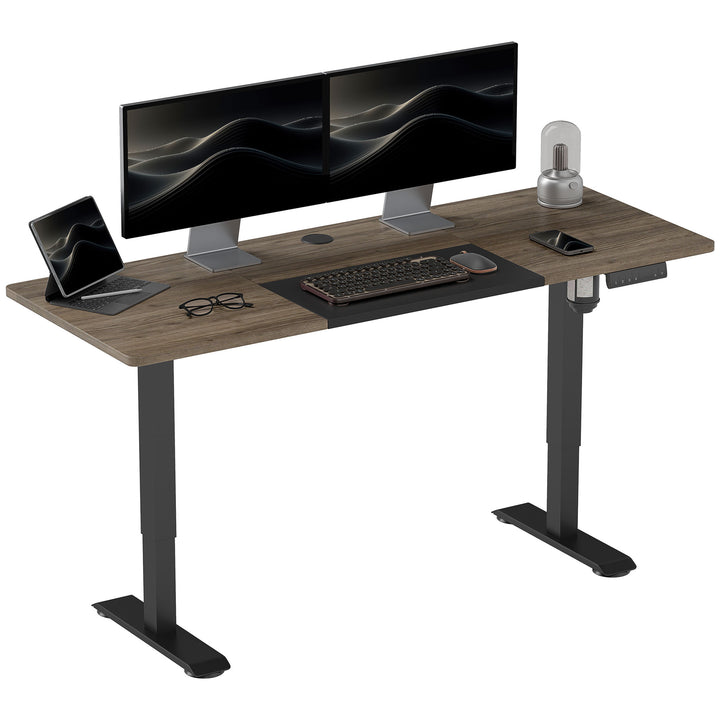 Højdejusterbart skrivebord elektrisk 140 x 70 cm computerbord med 4 hukommelseskontroller, 4-delt bordplade, sit-stee-bord med antikollision, overophedningsbeskyttelse sort