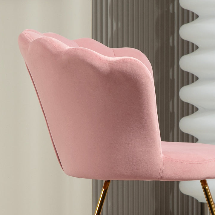 Polstret accentstol med lotus design ryglæn, metalben, pink