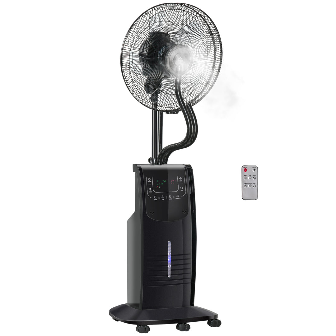 Vandkølet piedestalventilator med dugfunktion, fjernbetjening, oscillerende, timer, 3,1 L vandtank, 3 tilstande, 90 W vandventilator med hjul, 135 cm