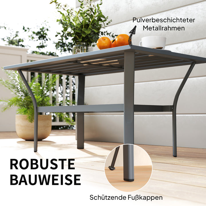 Sidebord metal balkonbord med lameldesign vejrbestandigt sofabord havebord 91,5 x 55 x 45 cm mørkegrå