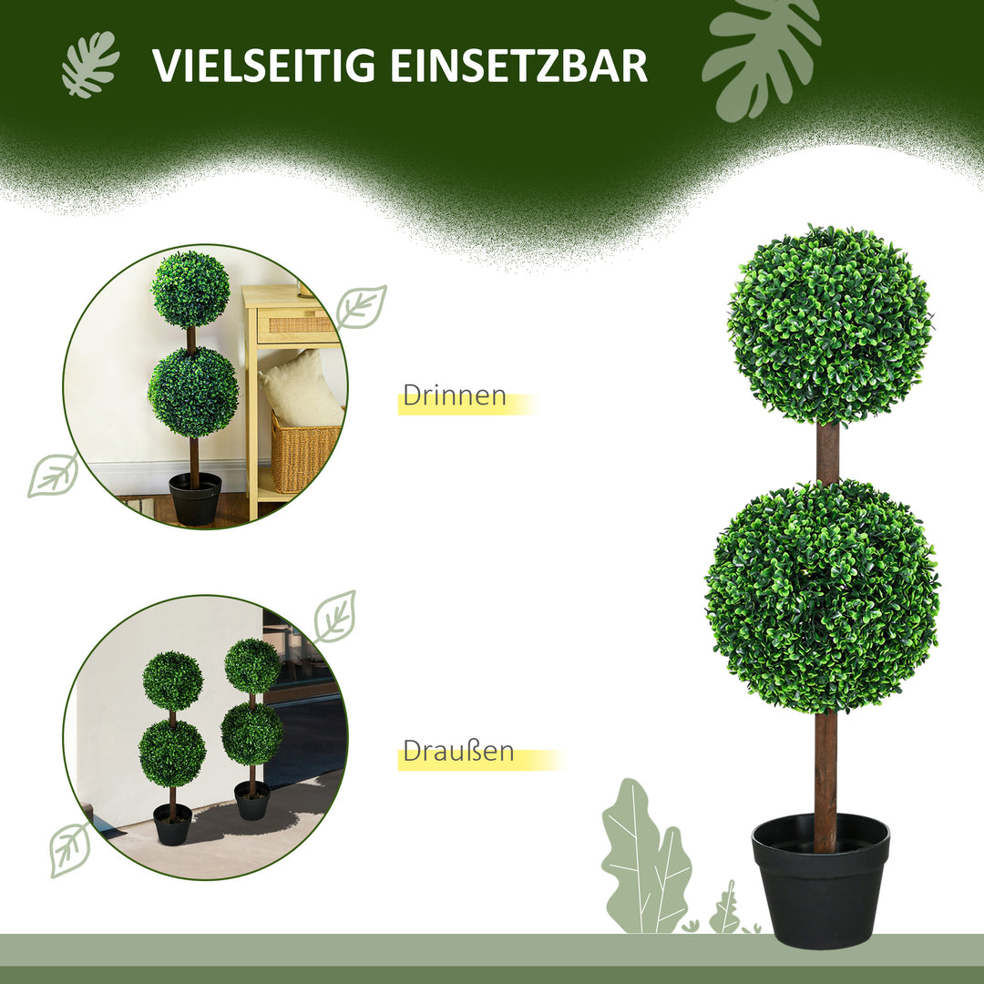Kunstige planter, sæt med 2 buksbom, 90 cm kunstig plante, kunstigt træ, dekorativ plante til indendørs og udendørs brug, grøn