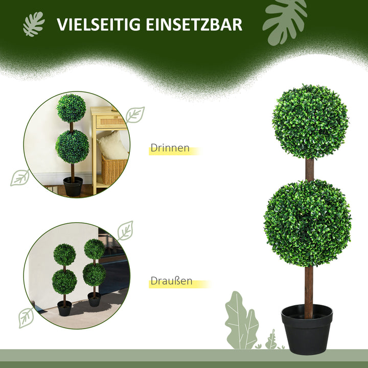 Kunstige planter, sæt med 2 buksbom, 90 cm kunstig plante, kunstigt træ, dekorativ plante til indendørs og udendørs brug, grøn