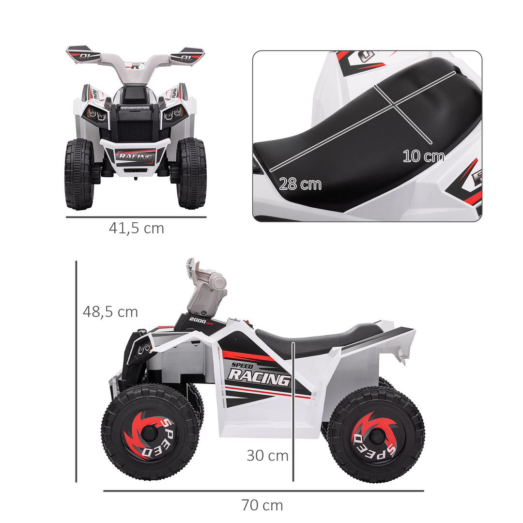 Elektrisk børne-atv, 2,5 km/t, frem- og bakgear, til 18-36 måneder, hvid