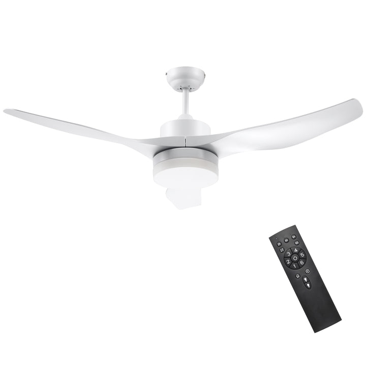 Loftventilator med led-lys, 2-i-1-design, med timer, fjernbetjening, loftslampe med ventilator, hvid