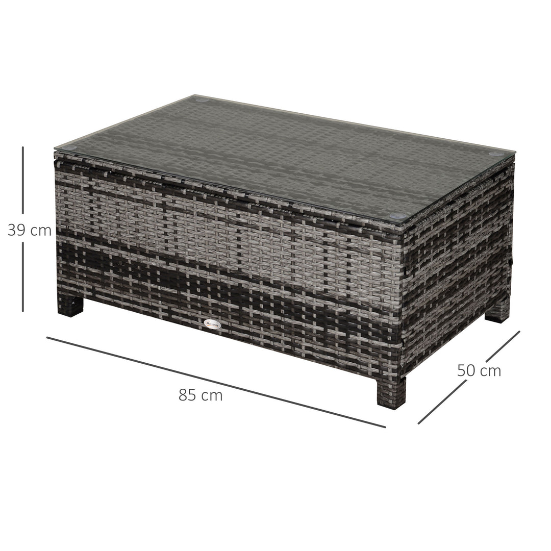 Havesidebord, sofabord, havebord, balkonbord, polyrattan, grå, 85 x 50 x 39 cm