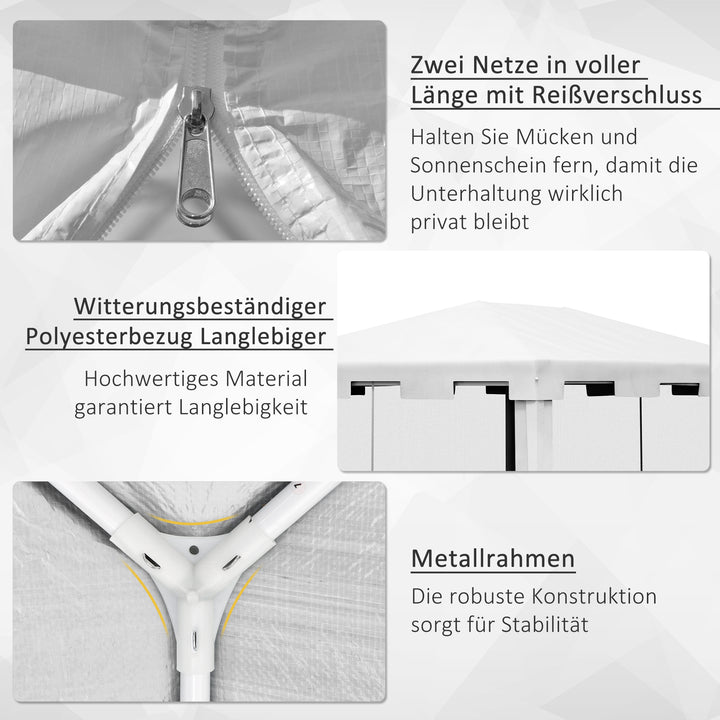 Pavilion havetelt 3 x 3 m, vejrbestandigt, foldbart, 395 cm x 295 cm x 255 cm, hvidt