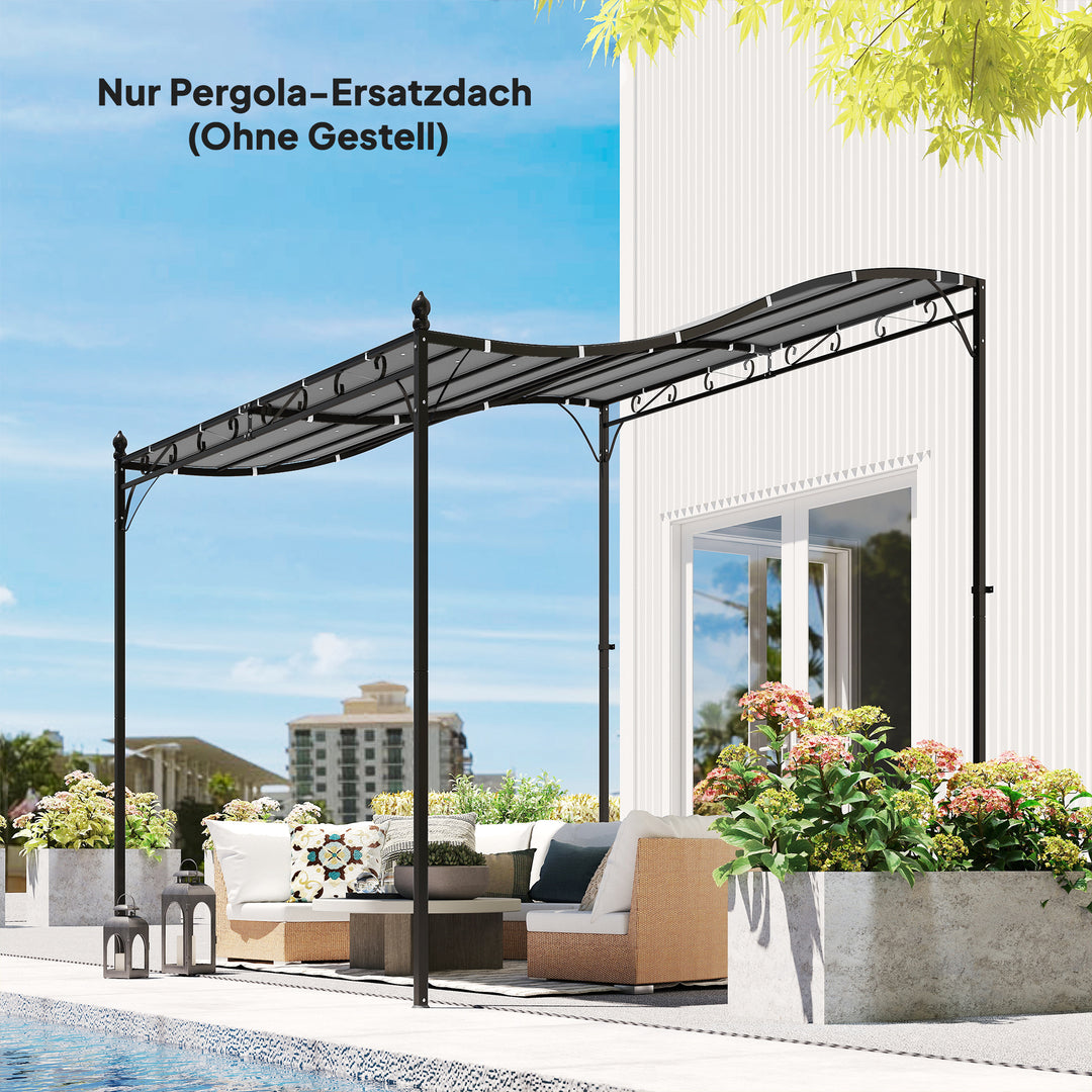Udskiftningstag til pergola, solsejl til terrassetag, udskiftningstagpresenning til 3 x 3 m pavillon, 298 x 293 cm, mørkegrå