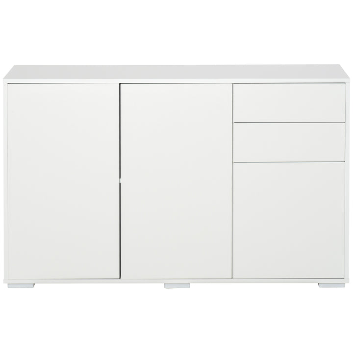 Skænk med skuffer, 2 skuffer, trykknaplukning, 117 cm x 36 cm x 74 cm, hvid