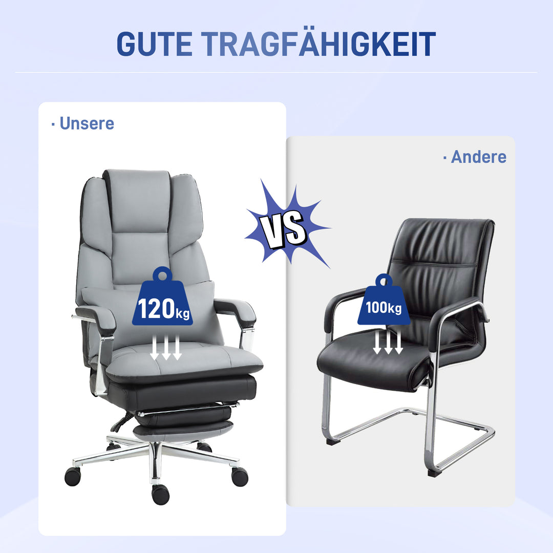 Kontorstol, ergonomisk, justerbar, 63x71x123-129cm, lysegrå/sort
