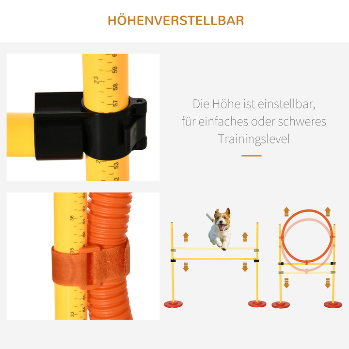 Hunde agility sæt med 4 forhindringer rød+gul