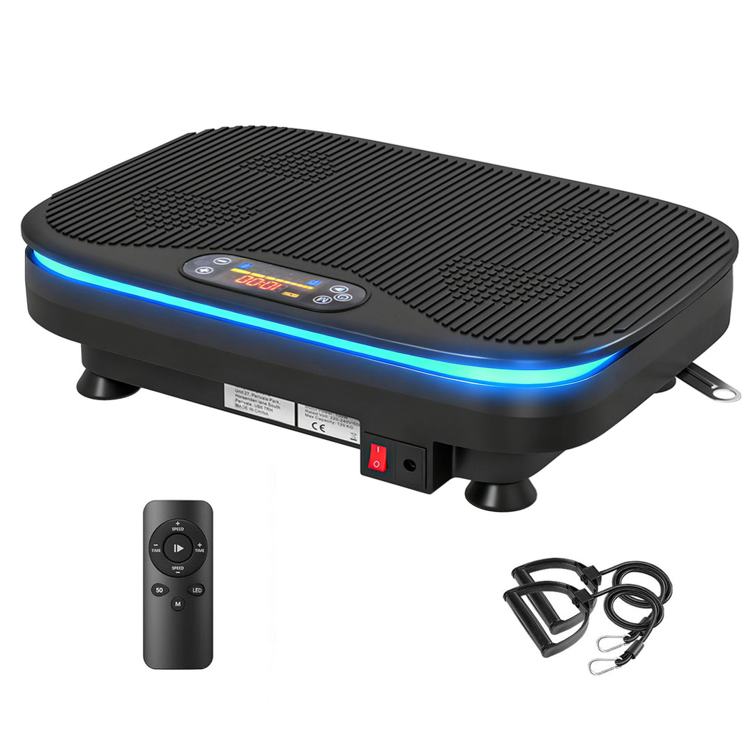 Vibrationsplade med Bluetooth og fjernbetjening – 99 niveauer, sort