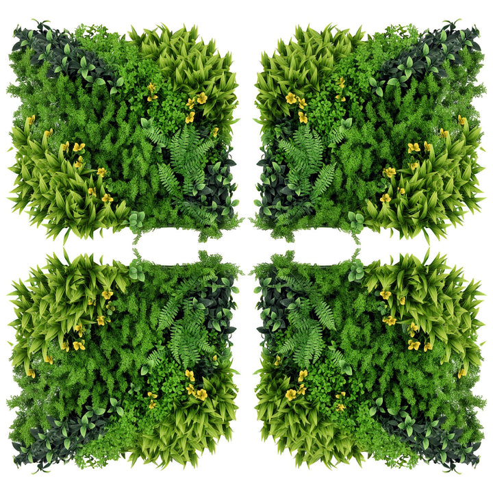 12 kunstige væghække, 50x50 cm, UV-beskyttelse, privatlivsskærm, flerbladet design, hækplante til have og udendørs dekoration
