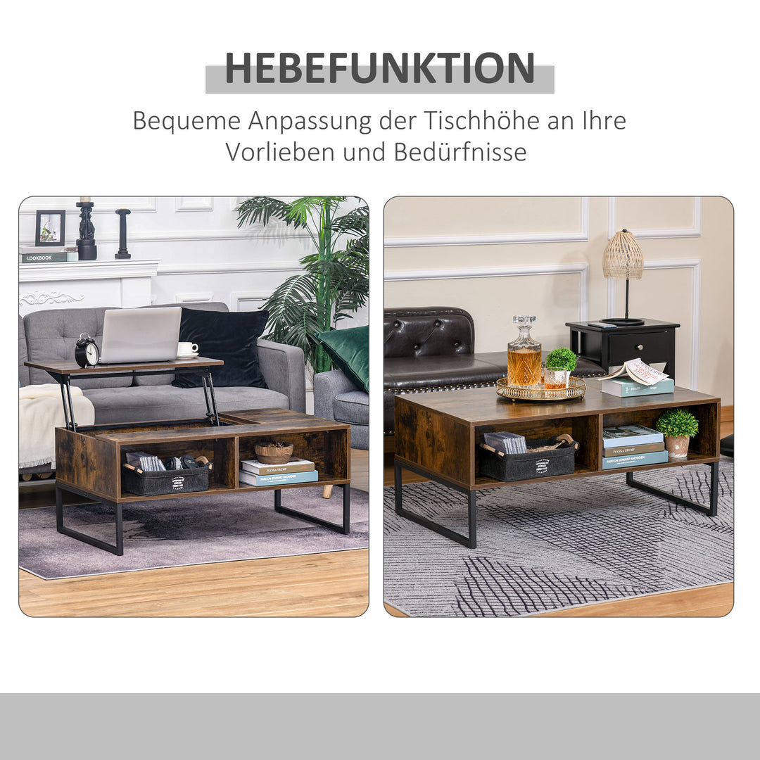 Sofabord stuebord sofabord med højdejusterbar bordplade spånplade brun 100 x 60 x 44 cm