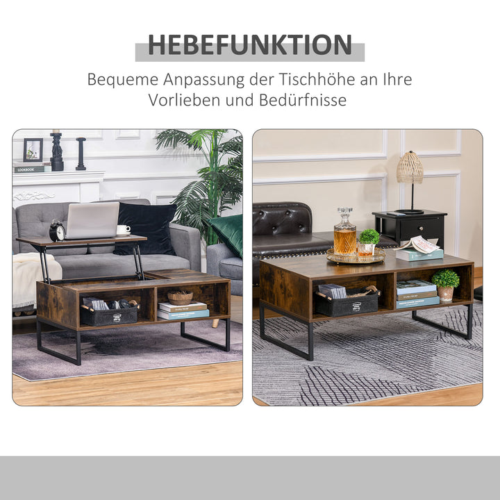 Sofabord stuebord sofabord med højdejusterbar bordplade spånplade brun 100 x 60 x 44 cm